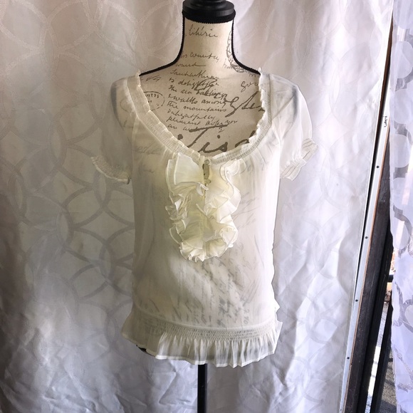 A&F S Ivory See through Blouse - Picture 1 of 8